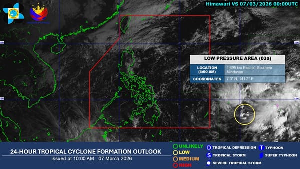 PAGASA Alert: LPA Outside PAR Could Become Tropical Depression Within 24 Hours