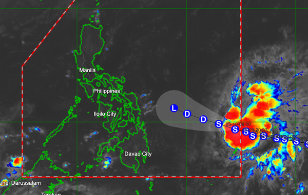 PAGASA bulletin screenshot showing Tropical Storm Caloy east of Mindanao